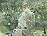 Young Woman Sewing in a Garden by Berthe Morisot